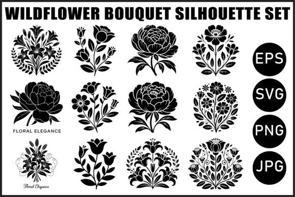Download Black Wildflower Bouquet Set - Premium Resources
