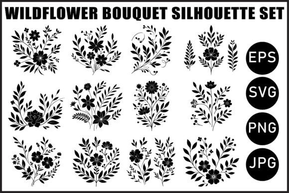 Download Vintage Wildflower Bouquet Vector Set - Premium Resources