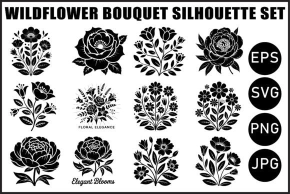 Download Black Wildflower Bouquet Set - Premium Resources