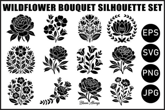 Download Black Wildflower Bouquet Set - Premium Resources