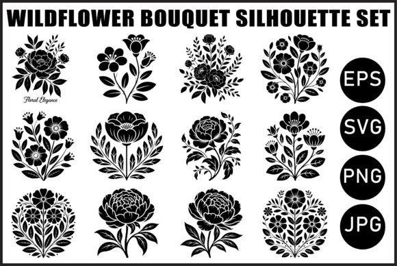 Download Black Wildflower Bouquet Set - Premium Resources
